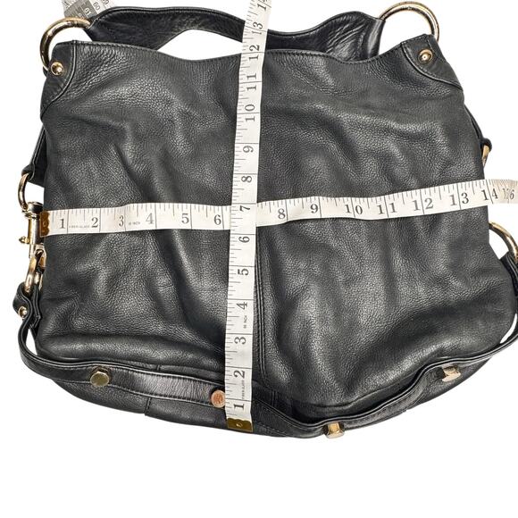 Rebecca Minkoff Black  Hobo Leather Moto Handbag Purse with Dust Cover Bag - Picture 6 of 13